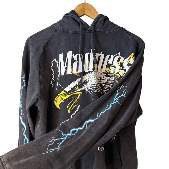 PACSUN Mens Graphic Eagle Madness Pullover Sweatshirt Hoodie Gray Medium Casual - Picture 5 of 8